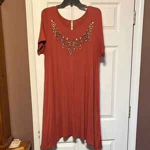 Women's Embellished Maxi Dress in Rust